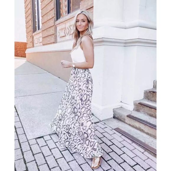 Snakeskin Animal Print Chiffon Sheer Maxi Skirt - Picture 7 of 10